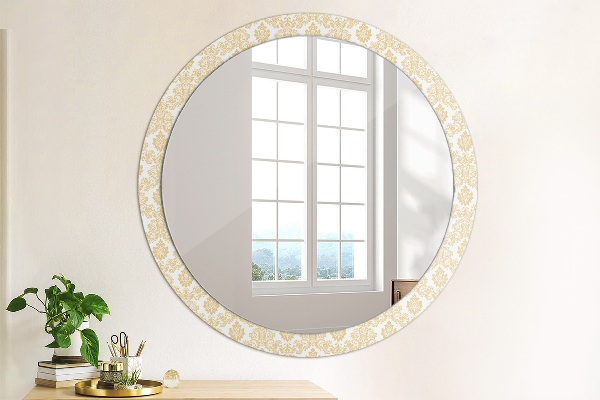 Miroir rond avec décoration Damasique baroque