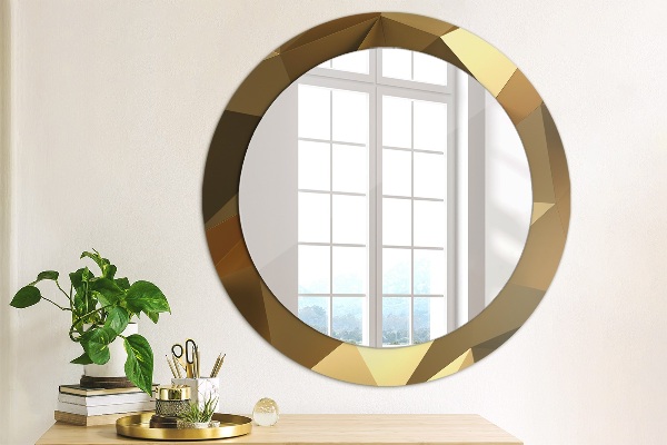 Miroir rond avec décoration Abstraction d'or