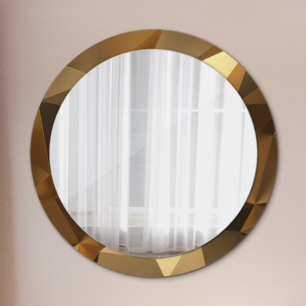 Miroir rond avec décoration Abstraction d'or