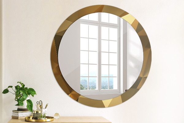 Miroir rond avec décoration Abstraction d'or