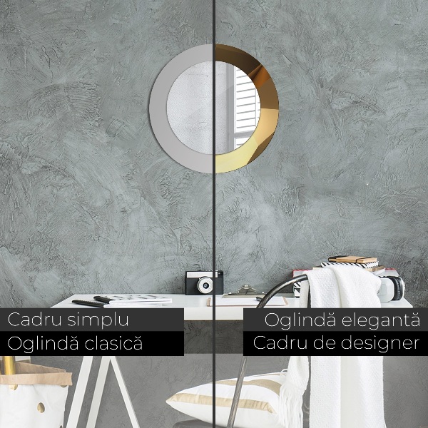 Miroir rond avec décoration Abstraction d'or