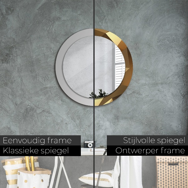 Miroir rond avec décoration Abstraction d'or