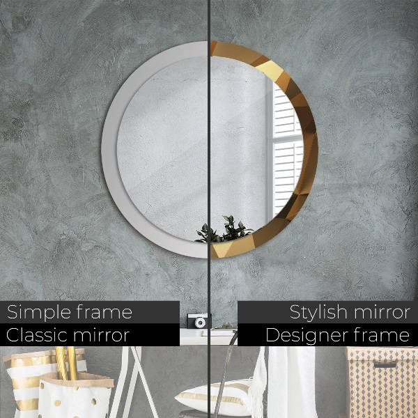 Miroir rond avec décoration Abstraction d'or