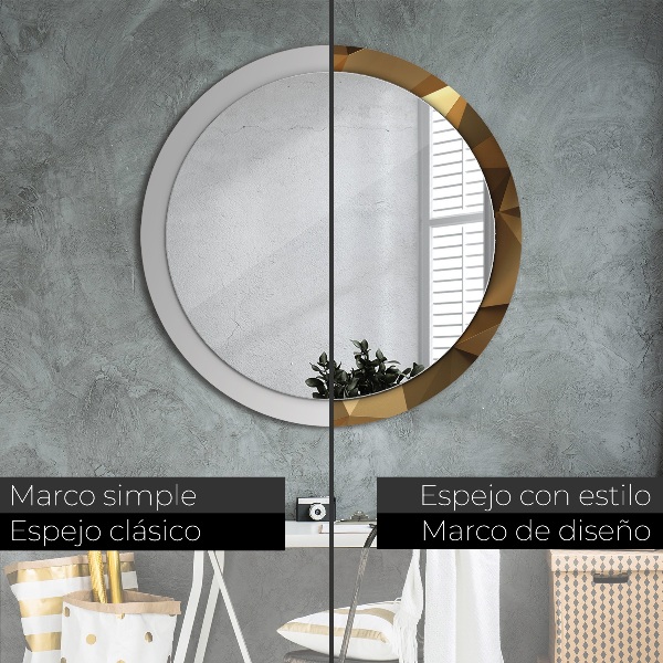 Miroir rond avec décoration Abstraction d'or