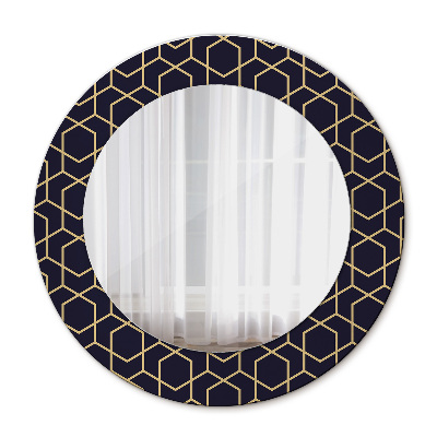 Miroir rond avec décoration Résumé géométrique