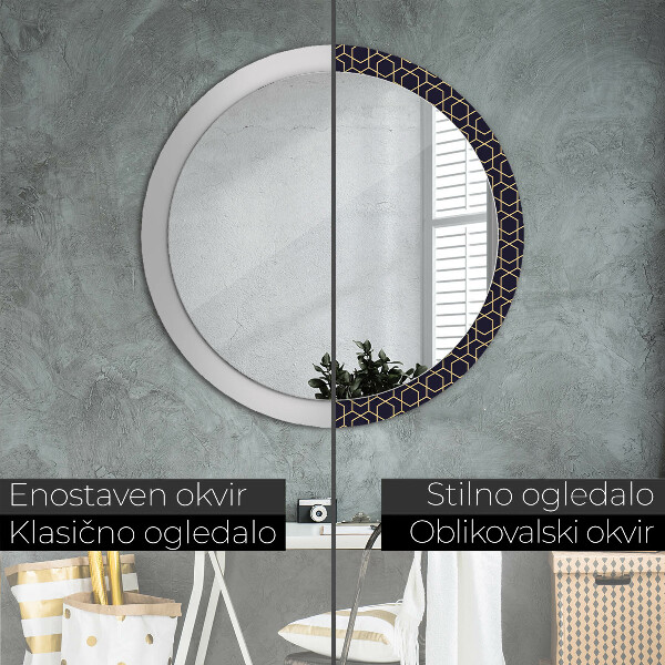 Miroir rond avec décoration Résumé géométrique