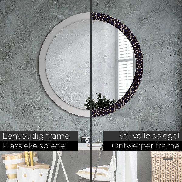 Miroir rond avec décoration Résumé géométrique