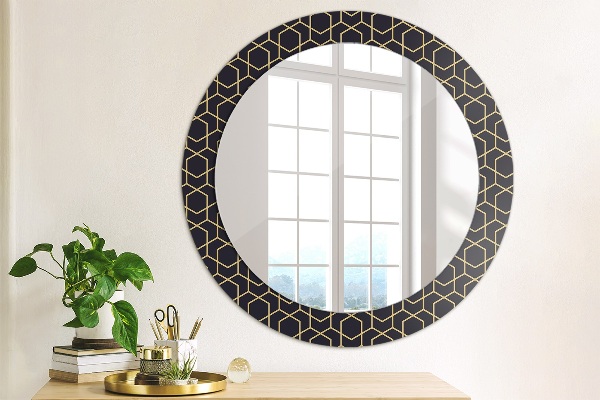 Miroir rond avec décoration Résumé géométrique