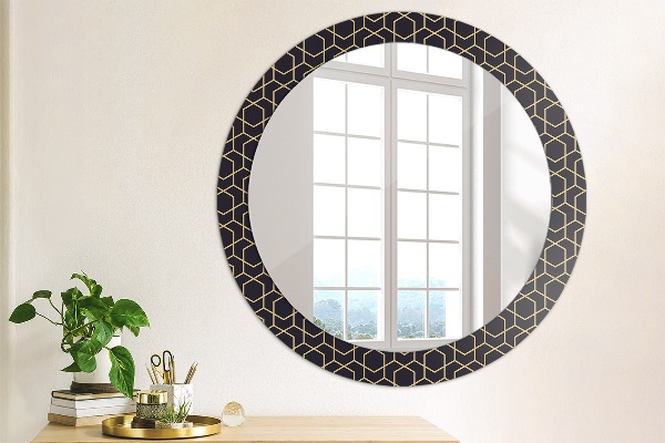 Miroir rond avec décoration Résumé géométrique
