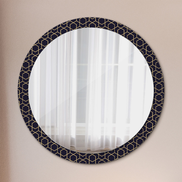 Miroir rond avec décoration Résumé géométrique