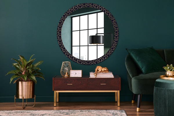 Miroir rond avec décoration Résumé géométrique
