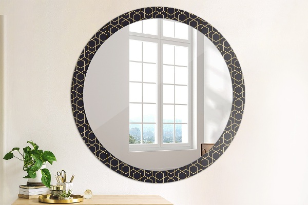 Miroir rond avec décoration Résumé géométrique