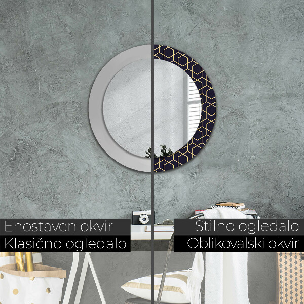 Miroir rond avec décoration Résumé géométrique