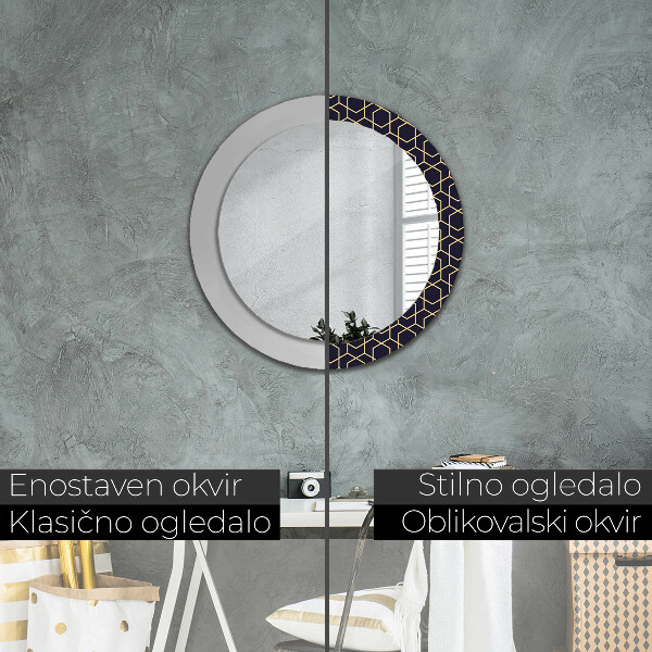 Miroir rond avec décoration Résumé géométrique