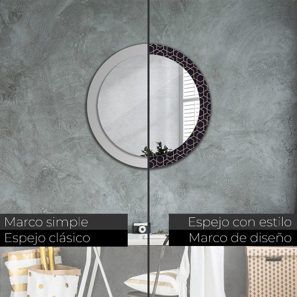 Miroir rond avec décoration Résumé géométrique