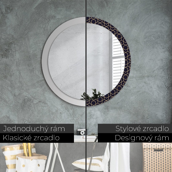 Miroir rond avec décoration Résumé géométrique