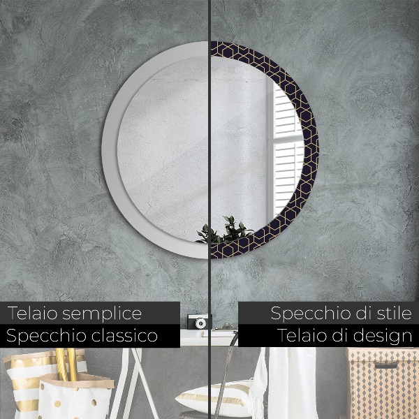 Miroir rond avec décoration Résumé géométrique