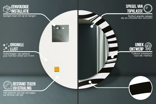 Miroir rond avec décoration Vague abstraite