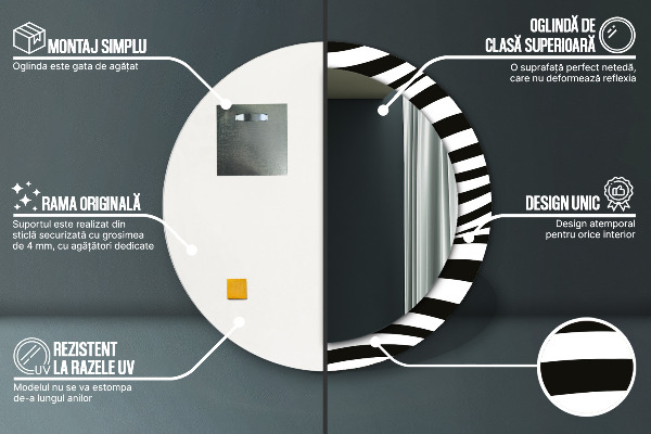 Miroir rond avec décoration Vague abstraite
