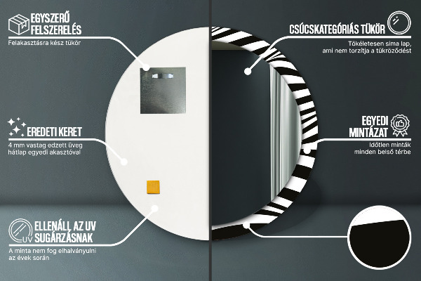 Miroir rond avec décoration Vague abstraite