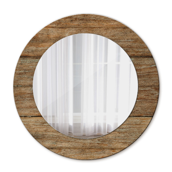 Miroir rond avec décoration Vieux bois