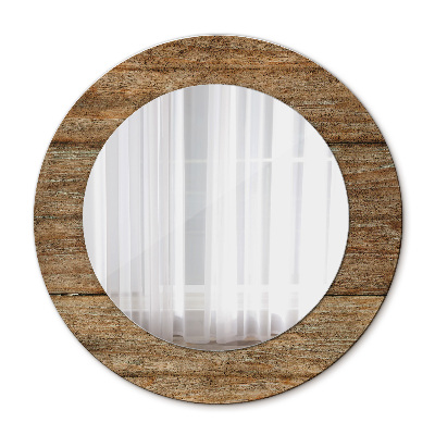 Miroir rond avec décoration Vieux bois