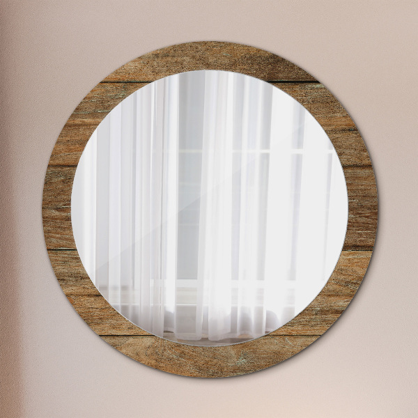 Miroir rond avec décoration Vieux bois