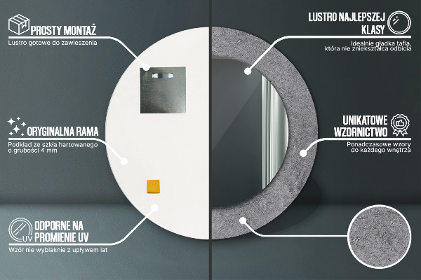 Miroir rond imprimé Texture en béton