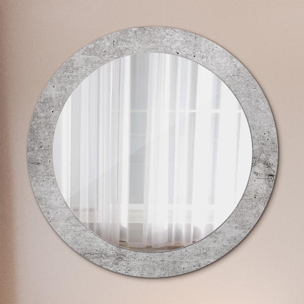 Miroir rond imprimé Béton gris
