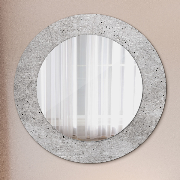 Miroir rond imprimé Béton gris