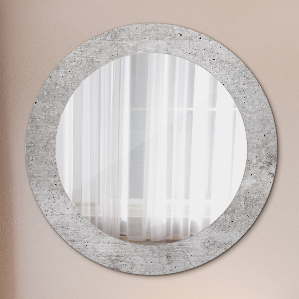 Miroir rond imprimé Béton gris