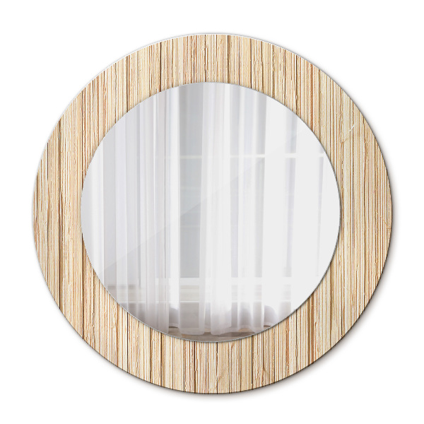 Miroir rond imprimé Paille en bambou