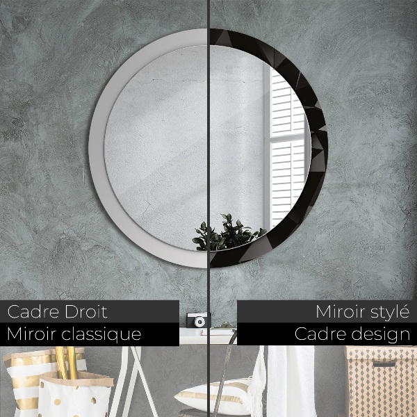 Miroir rond imprimé Résumé noir