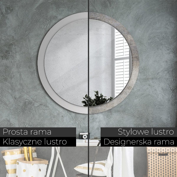 Miroir rond imprimé Béton gris
