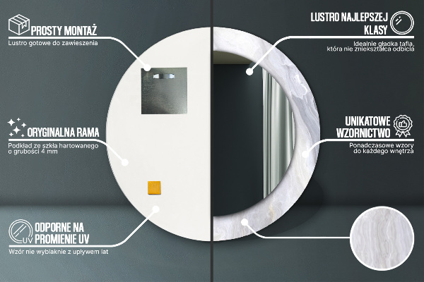 Miroir rond imprimé Marbre abstrait