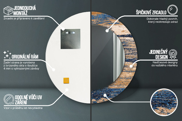 Miroir rond imprimé Bois abstrait