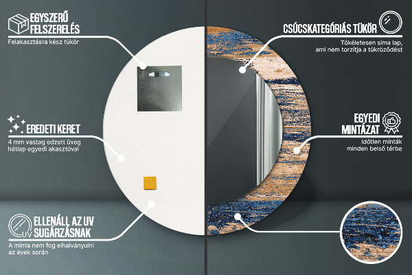 Miroir rond imprimé Bois abstrait