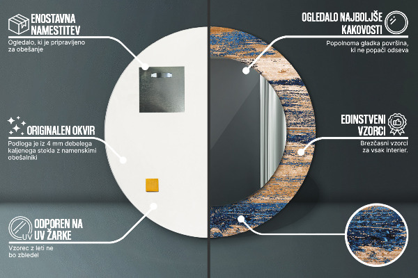 Miroir rond imprimé Bois abstrait