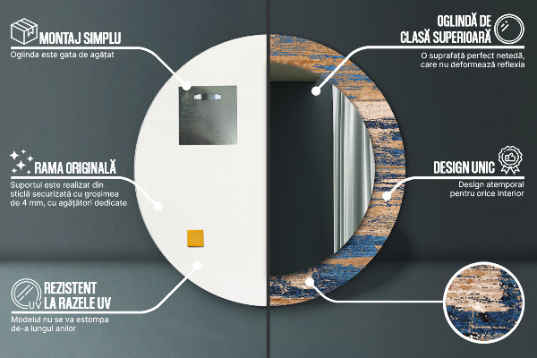 Miroir rond imprimé Bois abstrait