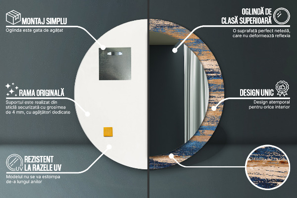 Miroir rond imprimé Bois abstrait
