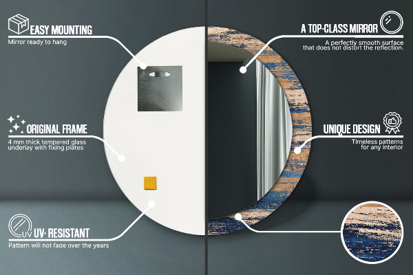 Miroir rond imprimé Bois abstrait