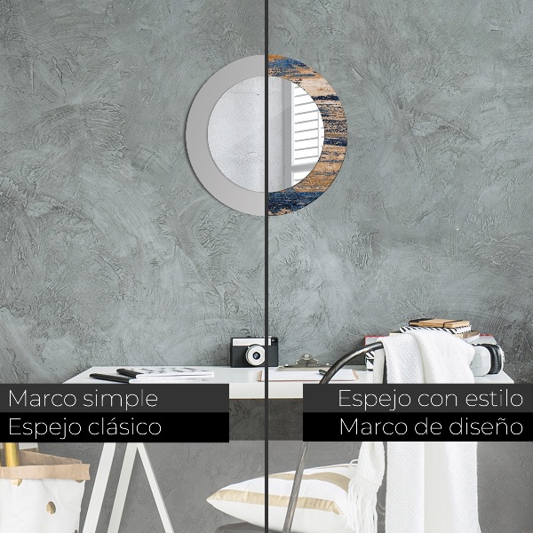 Miroir rond imprimé Bois abstrait