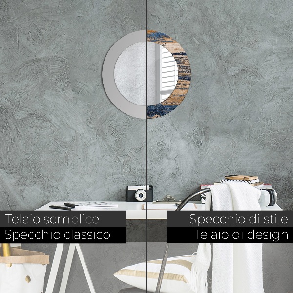 Miroir rond imprimé Bois abstrait