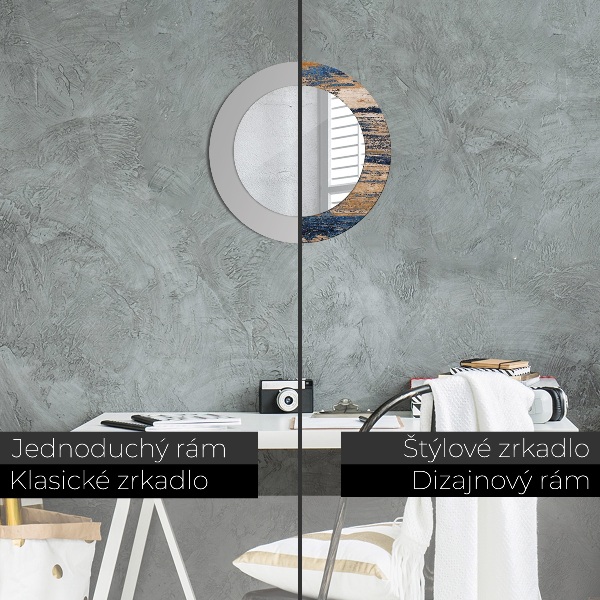 Miroir rond imprimé Bois abstrait