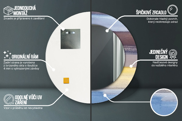 Miroir rond imprimé Image abstraite