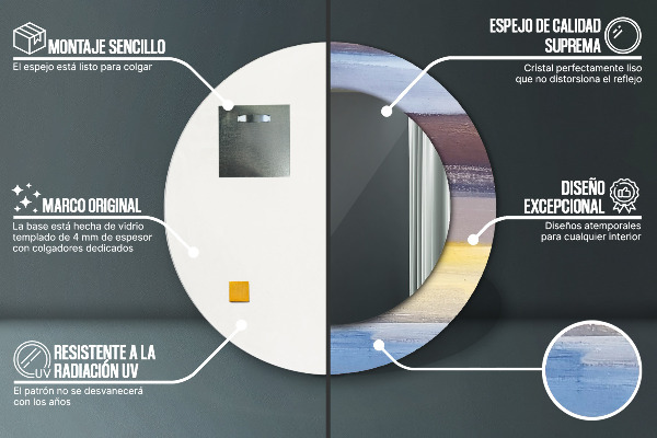 Miroir rond imprimé Image abstraite