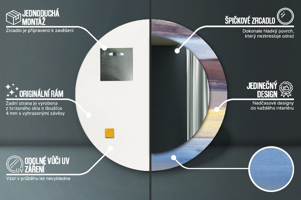 Miroir rond imprimé Image abstraite