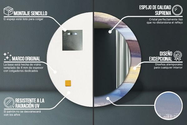 Miroir rond imprimé Image abstraite