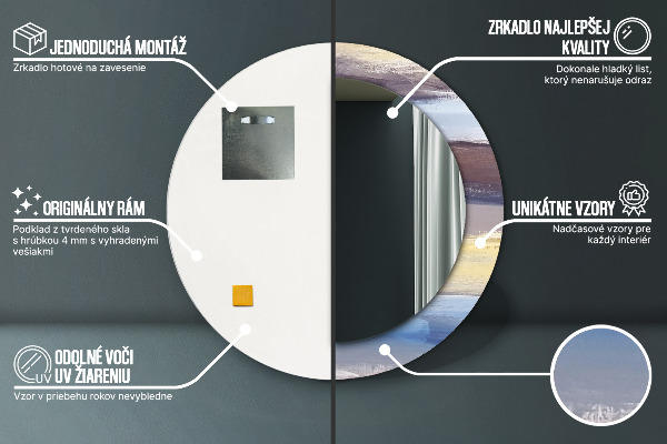 Miroir rond imprimé Image abstraite