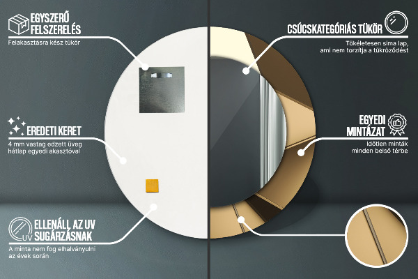 Miroir rond imprimé Abstraction moderne